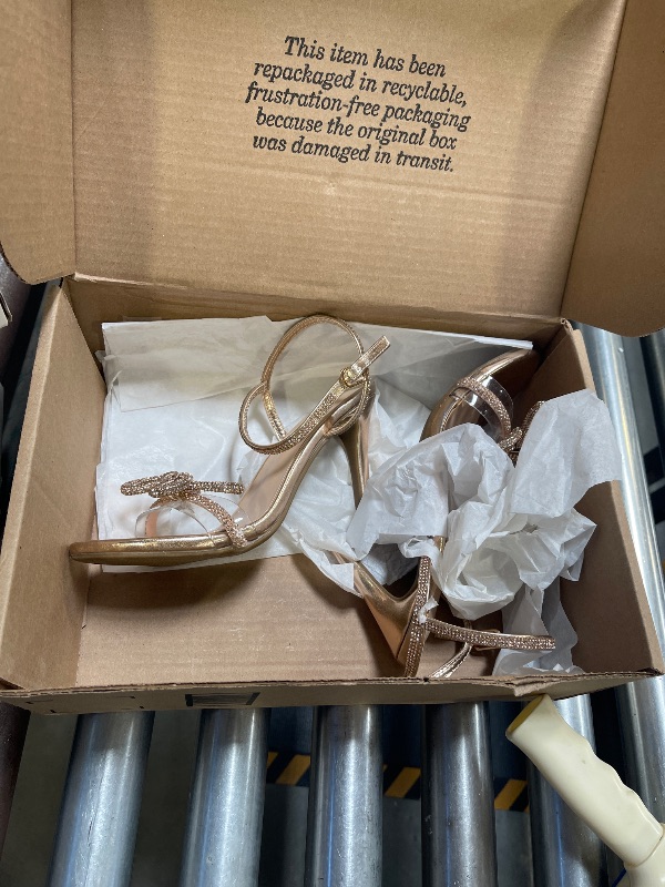 Photo 1 of DREAM PAIRS Women's Heels Round Toe Rhinestone Double Bowknots Sparkly Stilettos Heeled Sandals Shoes for Party Evening,Size 8,Rose gold-Rhinestone,SDHS2451W