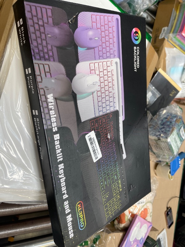 Photo 1 of Wireless Keyboard and Mouse Combo, 9 Backlit Effects, Wrist Rest, Phone Holder, 2.4G Lag-Free Ergonomic Keyboards, Rechargeable Silent Cordless Set for Computer, Laptop, PC, Mac, Windows -SABLUTE