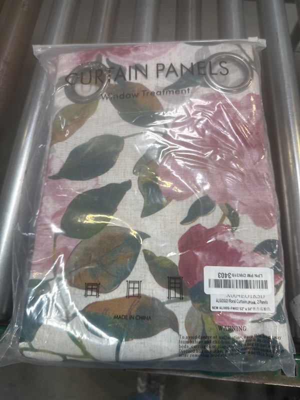 Photo 1 of ALIGOGO Cottage Linen Pink Botanical Curtains - 54 Inch Length, 2 Panels, Semi-Blackout Pattern for Bedroom Dormer Window