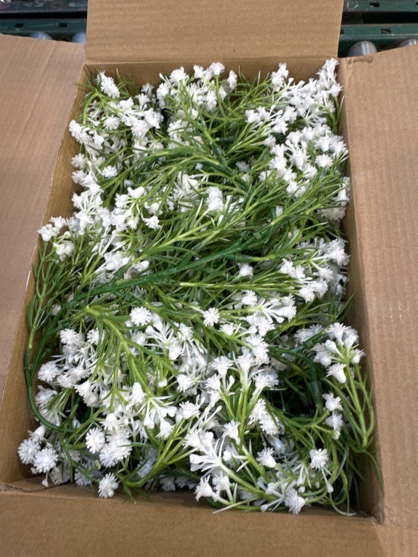 Photo 1 of Lyrow 6 Pieces Artificial Baby Breath Flower Vines 5.9ft Faux Hanging Gypsophila Greenery Garland Vines Fake Bulk Baby Breath Garland for Wedding Party Table Home Backdrop Wall Decor (White)