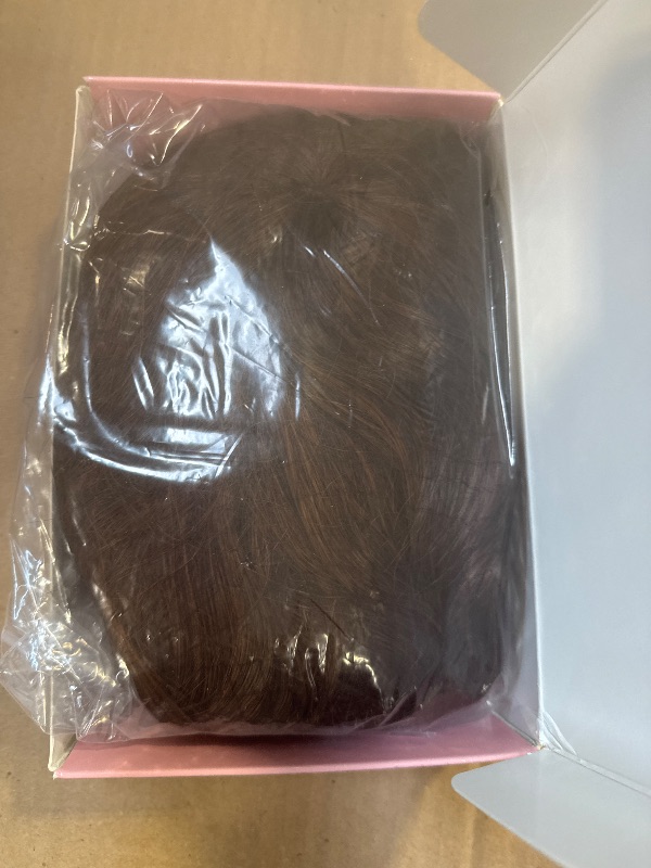 Photo 1 of AISI HAIR Synthetic Wavy Curly Bob Wig with Bangs Ombre Brown to Auburn Brown Wig Short Hair for Women Synthetic Heat Resistant Bob Wigs