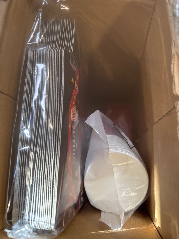 Photo 1 of 72 Pcs Movie Night Party Supplies Snack Trays Boxes with Disposable Paper Food Cups Combo Trays Cardboard Popcorn Drink Candy Holder for Kids Birthday Cinema Party Favors