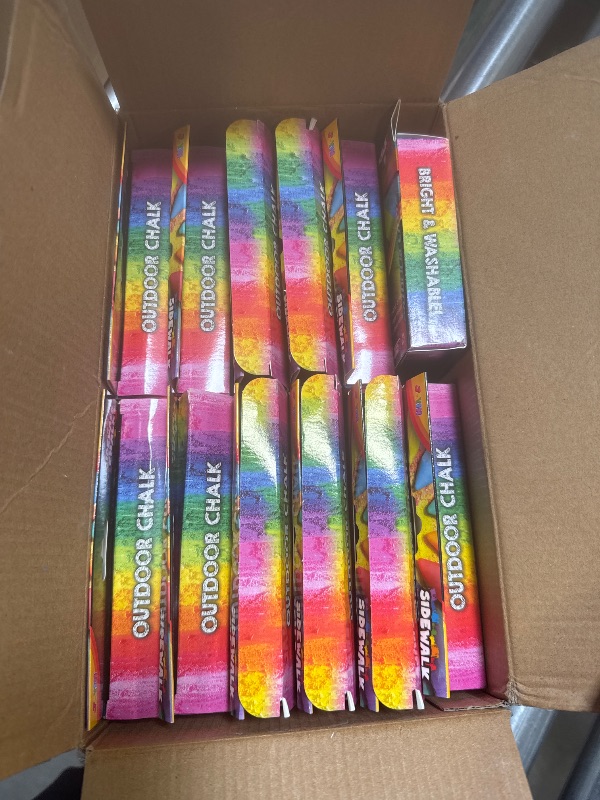 Photo 1 of JOYIN 72 PCS Washable Sidewalk Chalks Set in 12 Packs, 18 Colors, Including 12 Tie Dye, 12 Glitter & 12 Neon Colors, School Supplies, Classroom Must Haves, Gift for Kids