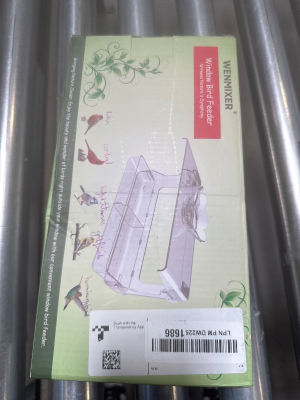 Photo 1 of WENMIXER Window Bird Feeder with Non-Marking Self-Adhesive Hooks, Clear and Transparent, Outdoor Wild Bird Watching Gift, Garden Decor