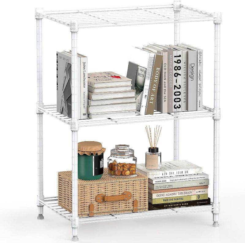 Photo 1 of 450 lbs Wire Storage Shelving 3-Tier Utility Shelving Unit Steel Organizer Wire Rack for Home,Kitchen,Office,White (11.8" D x 17.7" W x 26.3" H)
