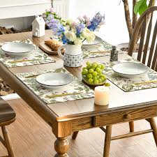 Photo 1 of Artoid Mode Daisy Lavender Floral Leaves Spring Placemats Set of 4,12x18 Inch Seasonal Spring Table Mats for Party Kitchen Dining Decoration