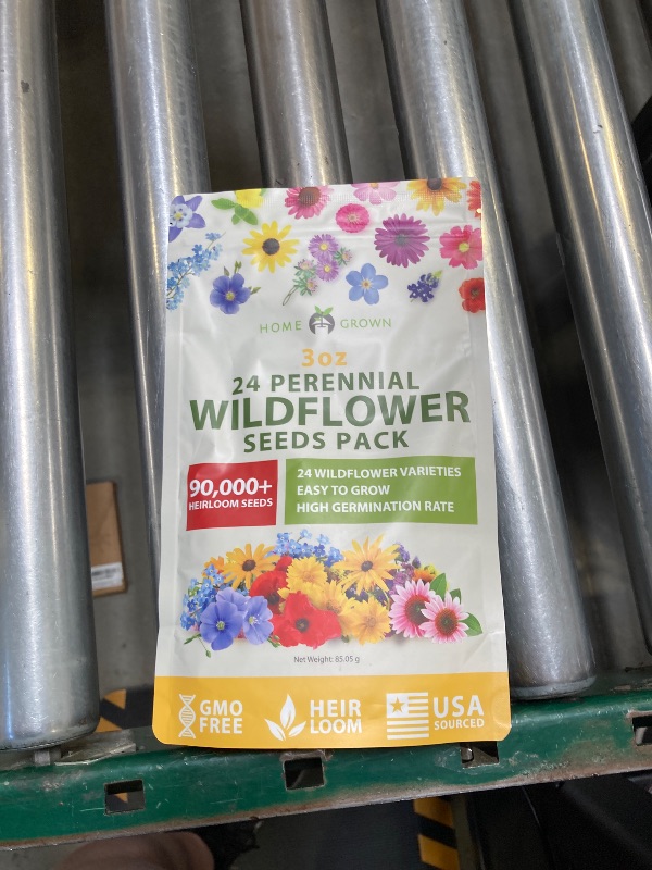 Photo 1 of HOME GROWN 90,000+ Wildflower Seeds 3oz ???-???, ???-??????? Heirloom Perennial Flower Seeds Mix for Attracting Bees Birds & Butterflies, High Germination, Ideal for Pollinator Gardens