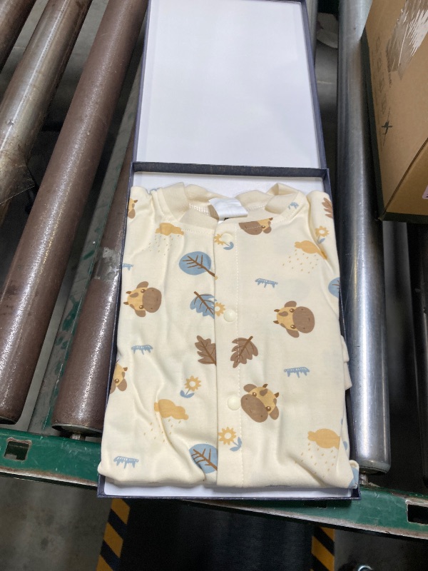 Photo 1 of Babymine Newborn Romper Long Sleeve Cotton One Piece Snap-up Soft Cartoon Animal Onesie Infant Comfy Cloth 9-12 Months Cute Calf