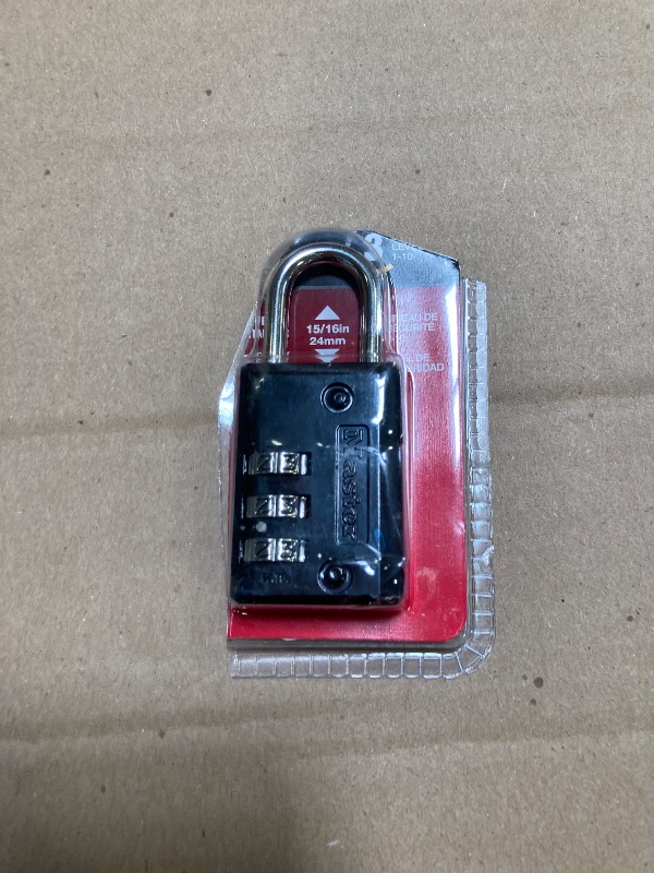 Photo 1 of Master Lock Black Combination Padlock, Indoor Gym Locker Lock with Customizable 3-digit Code for Luggage, Backpacks, Cabinets, 647D