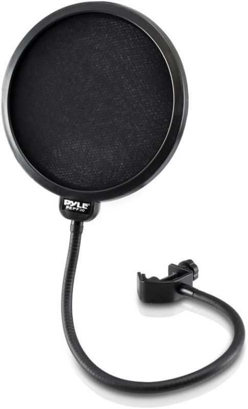 Photo 1 of Pyle Professional Microphone Filter Screen-Mic Pop Blocker Mask Shield 4-Layer Mesh Wind