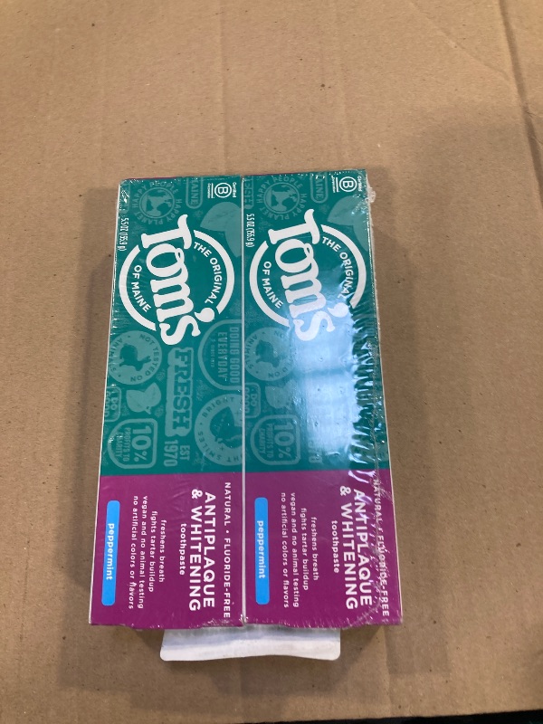 Photo 1 of Tom's of Maine, Natural Antiplaque & Whitening Toothpaste, Peppermint, 155.9g sealed exp- 06/2026