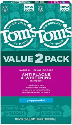 Photo 1 of Tom's of Maine, Natural Antiplaque & Whitening Toothpaste, Peppermint, 155.9g sealed exp- 06/2026