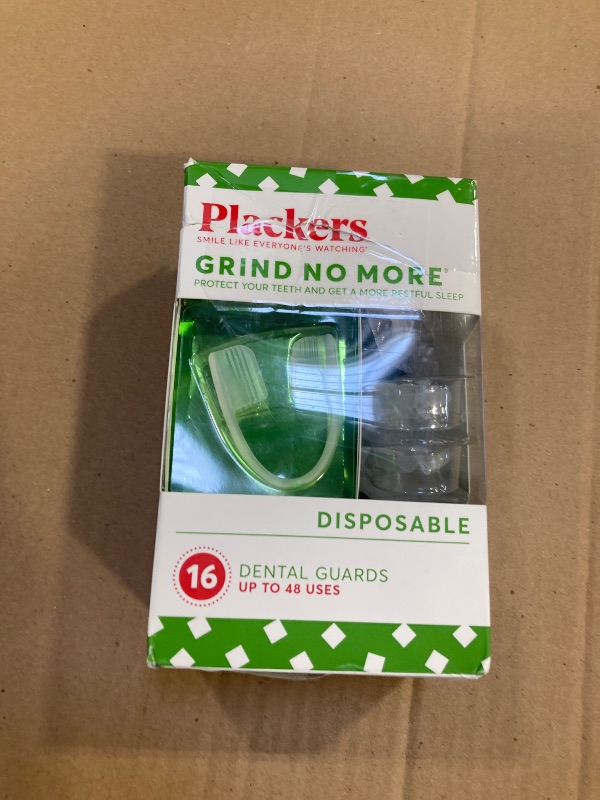 Photo 1 of Plackers Grind No More Night Guard, Nighttime Protection for Teeth, BPA Free, Sleep Well, Ready to Wear, Disposable, One Size Fits All, 16 Count