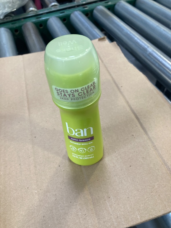 Photo 1 of Ban Satin Breeze 24-hour Invisible Antiperspirant, Roll-on Deodorant for Women and Men, Underarm Wetness Protection, with Odor-fighting Ingredients, 3.5 Fl Oz  exp- 09/2027