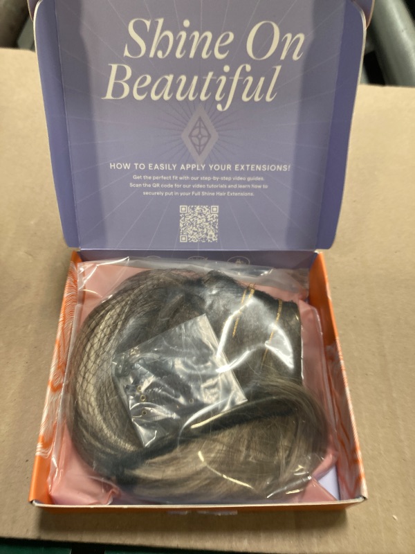 Photo 1 of Full Shine Invisible Wire Hair Extensions Real Human Hair Balayage Ombre Wire Hair Extensions 3/8/22 Dark Root Secret Extensions Fishing Line Extensions for Women 80 Grams 16 Inches