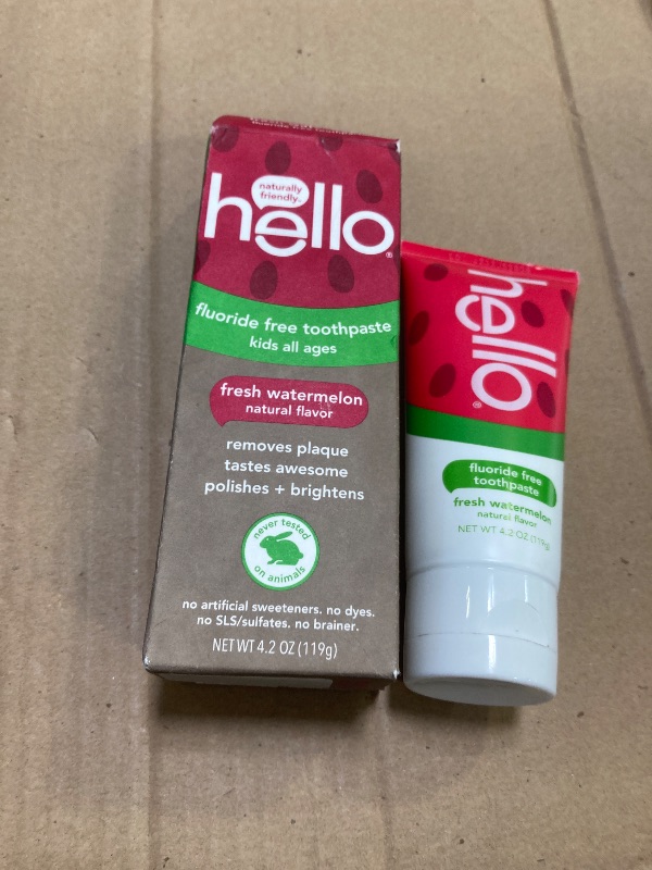 Photo 1 of hello Fresh Watermelon Fluoride Free Kids Toothpaste, 4.2 Oz Tube