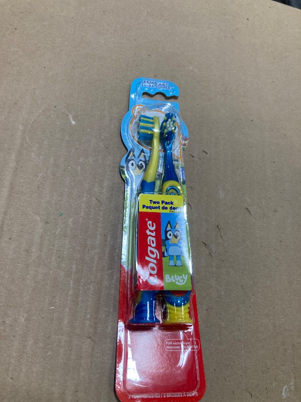 Photo 1 of Colgate Bluey Extra Soft Toothbrush for Kids, Kids Toothbrush Pack with Built in Suction Cup Toothbrush Holder, Designed for Children Ages 2 and Up, Extra Soft Bristles, 2 Count (Pack of 1)