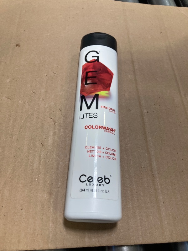 Photo 1 of Celeb Luxury Gem Lites Colorwash, Professional Semi-Permanent Hair Color Depositing Shampoo, Fire Opal, 8.25 Fl Oz (Pack of 1)