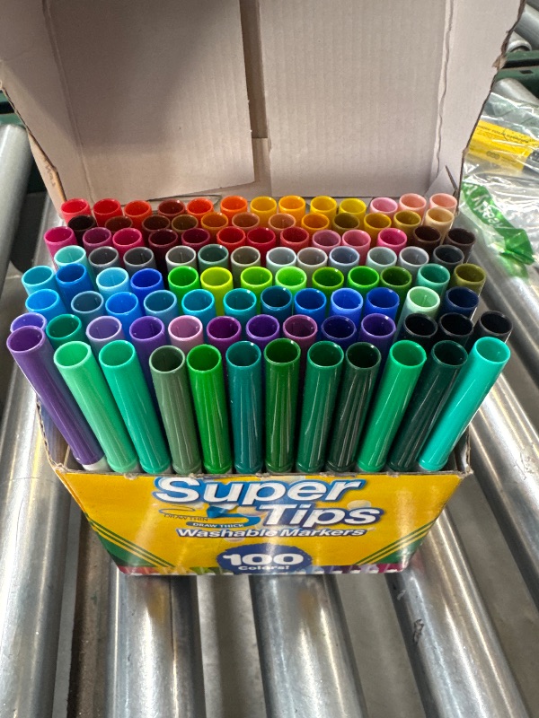 Photo 1 of Crayola Super Tips Marker Set (100ct), Fine Point Washable Markers, Drawing Markers for Kids & Adults, Great for Thick & Thin Lines