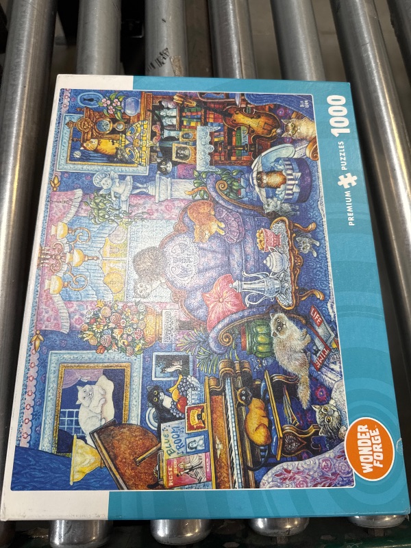 Photo 1 of Wonder Forge Cats in The Blue Room 1000 Piece Jigsaw Puzzle for Adults | Unique, Perfectly-Fitting Pieces | Fun, Vibrant Imagery | Amazon Exclusive