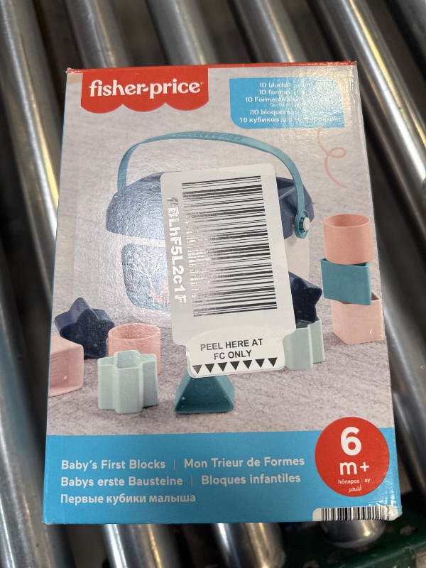 Photo 1 of Fisher-Price Stacking Toy Baby’s First Blocks Set of 10 Shapes for Sorting Play for Infants Ages 6+ Months, Navy Fawn?