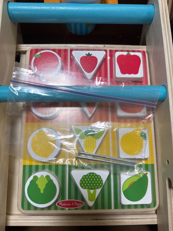Photo 1 of Melissa & Doug Wooden Shape Sorting Grocery Cart Push Toy and Puzzles - Pretend Play Grocery Toys, Sorting And Stacking Toys For Infants And Toddlers Ages 1+ - FSC-Certified Materials