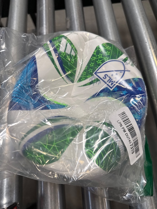 Photo 1 of adidas Unisex-Adult MLS Training Soccer Ball,White/Green/Glory Blue/Solar Blue,4