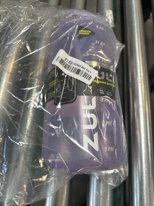 Photo 1 of ZULU Goals 64oz Large Half Gallon Jug Water Bottle with Motivational Time Marker, Covered Straw Spout and Carrying Handle, Perfect for Gym, Home, and Sports, Tropical Violet