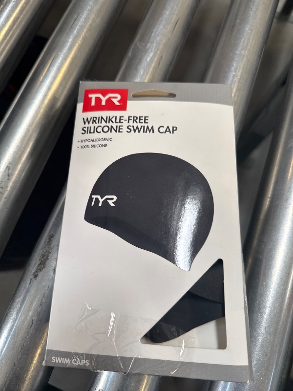 Photo 1 of TYR Unisex Adult All-season Wrinkle-Free Silicone Swim Cap, Black, 0 US
