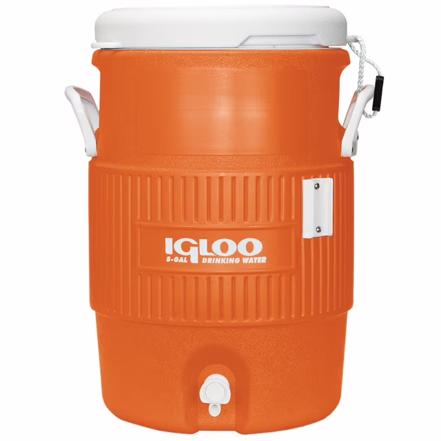 Photo 1 of Igloo 5 Gallon Heavy-Duty Polyethylene Beverage Cooler Jug, Orange
