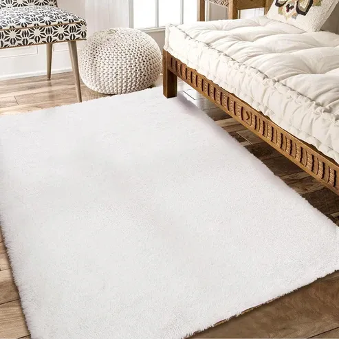 Photo 1 of GARVEE 8x10 Area Rugs for Bedroom Plush Rug Fuzzy Rug Living Room Rugs Non-Slip Rug for Living Room Bedroom Dining Room Office,White
