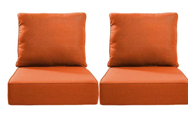 Photo 1 of 24 in. x 24in. x 6in. 4-Piece Deep Seating Water & Fade Resistant Outdoor Lounge Chair Replacement Cushion Set in Orange
