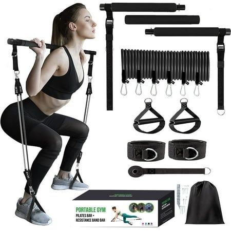 Photo 1 of Pilates Bar Kit with Resistance Bands Multifunctional Yoga Pilates Bar with Heavy-Duty Metal Adjustment Buckle Portable Home Gym Pilates Resistance
