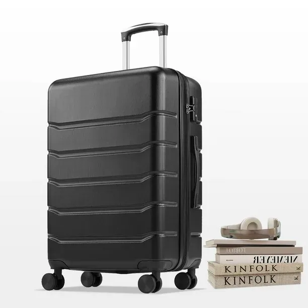Photo 1 of Smiaoer 24" Hardshell Checked Luggage, Lightweight Expandable ABS Suitcase with Spinner Wheels & TSA Lock,Black