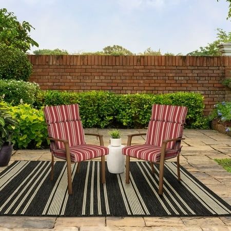 Photo 1 of Better Homes & Gardens 44 L X 21 W Red Stripe 1 Piece Rectangle Outdoor Chair Cushion