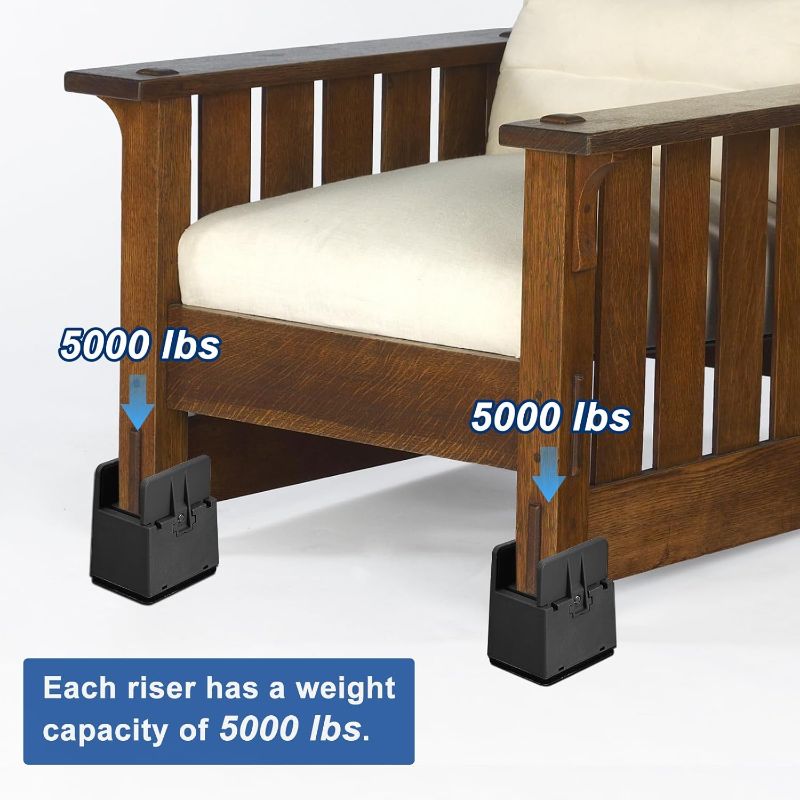 Photo 1 of uxcell 2 inch Bed Risers with Adjustable Screw Clamp, 4Pcs Furniture Risers for Bed, Desk, Sofa, Table, Fit for Furniture Thickness 0.39-1.96", Supports 5000 Pounds, Black