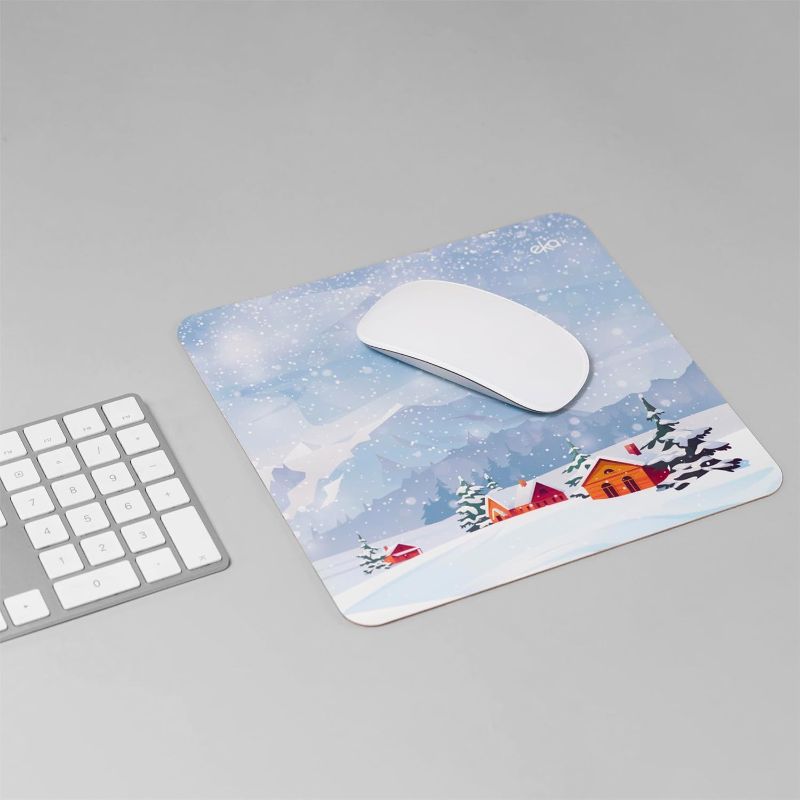 Photo 1 of SenseAGE Slim Mouse Pad for Home/Office - Snow Christmas Mouse Mat, Non-Slip Landscape Mouse Pad, Lightweight and Precision-Optimized Portable Mouse Mat, 8.66” x 8.66” (Snowy Village)