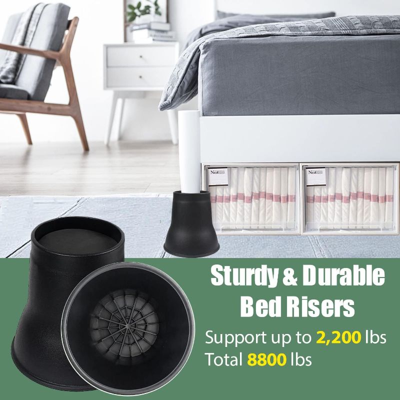 Photo 1 of MYMULIKE Bed Risers 6 Inch, 6 Pack Heavy Duty Bed Furniture Risers, Lift Up to 2200lbs Round Couch Risers for Sofas, Couches, TV Stands and Chairs