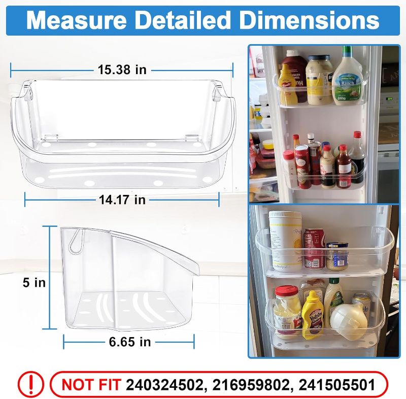 Photo 1 of 2 PACK Upgraded 240356402 Refrigerator Door Bin Replacement for Frigi.daire Refrigerator Door Shelf Parts LFSS2612TF0 LFSS2612TE0 FFSS2615TE0 Door Shelf Shelves By AMI PARTS (Length 15.38")