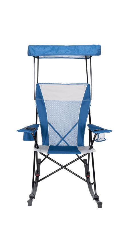 Photo 1 of Set of 2 Ozark Trail Mesh Tension Rocking Camp Chair with Canopy Blue and Grey Detachable Rockers Adult