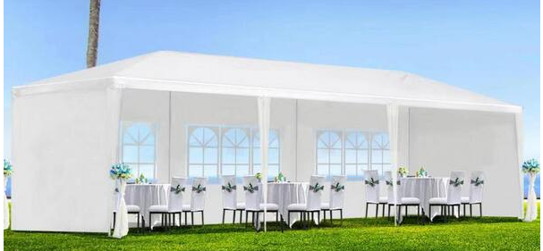 Photo 1 of 10 ft. W x 30 ft. L White Wedding Party Canopy Tent, Event Tent, Outdoor Gazebo with 5 Removable Sidewalls