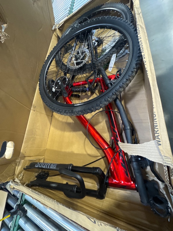 Photo 1 of Hyper Mountain Bike for Men or Women 29 Inch Mountain Bike. Shimano 9 Speed Shifters and Lightweight Aluminum Hard Tail MTB Bike Frame. Full Suspension Explorer (Red)