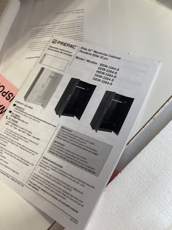 Photo 1 of Minor Scratsh Prepac Armoir, Elite 32"W x 35"H x 20"D White Wardrobe Closet & Cabinet - Functional Clothes Storage with Hanging Rail, Armoire Wardrobe