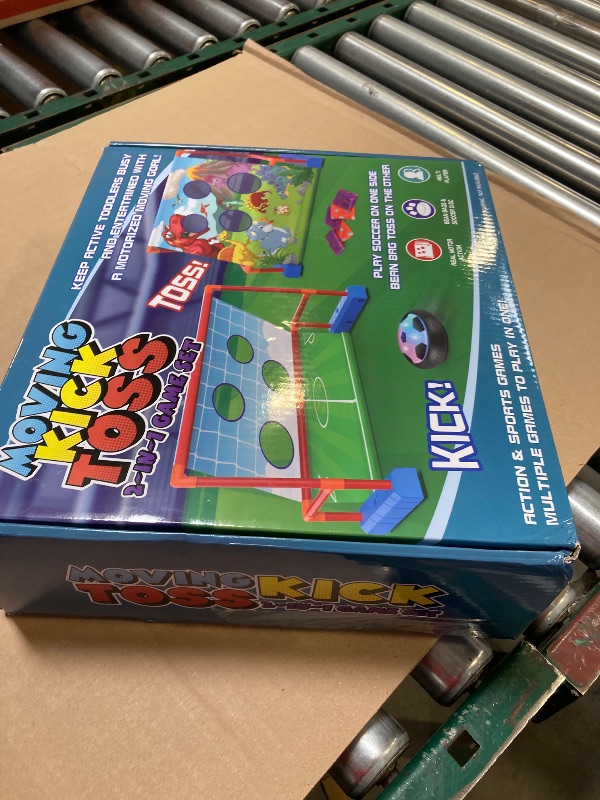 Photo 1 of 2-in-1 Moving Kick Toss Games for Kids Ages 3-12, Light Up Hover Soccer Ball with Animal Bean Bag Toss, Indoor Outdoor Birthday Toys for 3 4 5 6 7 8 9 10 11 12 Year Old Boys Girls