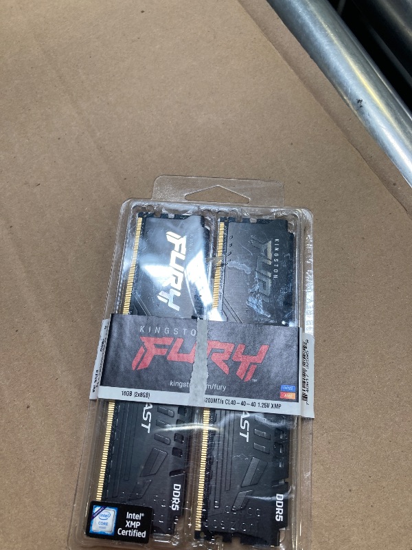 Photo 1 of Kingston FURY Beast Black 16GB 5200MT/s DDR5 CL40 XMP 3.0 Ready Computer Memory (Kit of 2) KF552C40BBK2-16