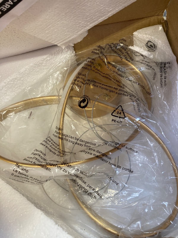 Photo 1 of Mccokaige Modern LED Chandelier Contemporary Pendant Lighting Ring Light Fixture Gold with 4500K and 59in Height Adjustable Hanging Lamp for Kitchen Island Hallway Foyer Closet Corridor