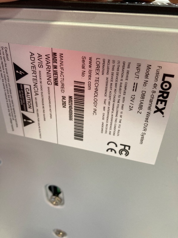Photo 1 of Lorex Fusion 4K 12-Channel (8 Wired and 4 Wi-Fi) 2TB Digital Video Recorder