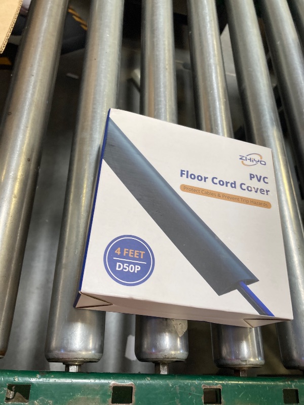 Photo 1 of Floor Cord Cover 4ft, Cord Hider Floor Hide Extension Cords, Floor Cable Management Prevent Cable Trips, Floor Cable Cover Wire Covers for Cords, Cable Protector Cord Cavity W0.6in x H0.32in Black