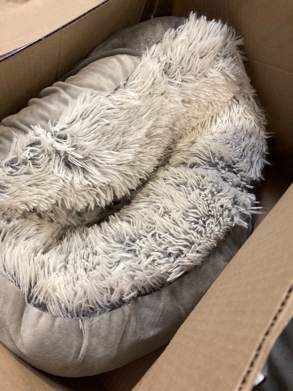 Photo 1 of Bedsure Calming Dog Bed for Small Dogs - Donut Washable Small Pet Bed, 23 inches Anti-Slip Round Fluffy Plush Faux Fur Large Cat Bed, Fits up to 25 lbs Pets, Garden Green