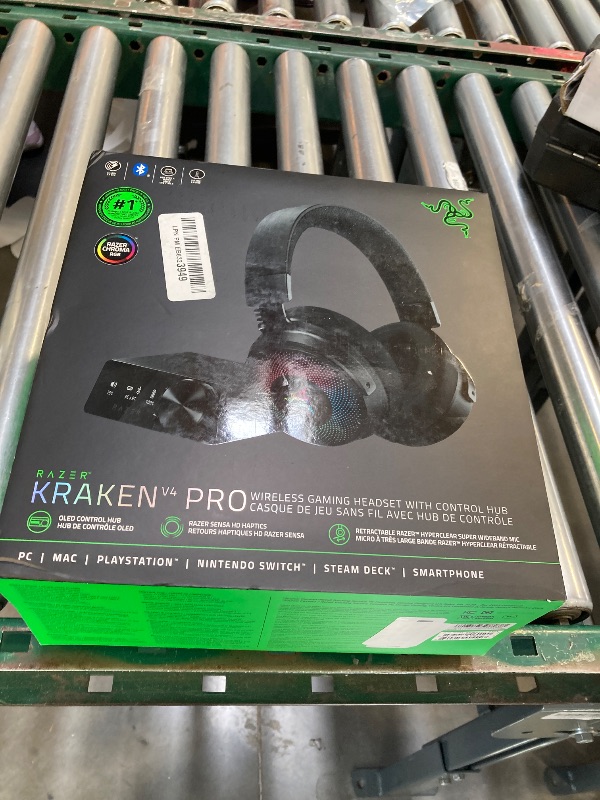 Photo 1 of Razer Kraken V4 Pro Wireless Gaming Headset: OLED Control Hub - HD Haptics - 2.4GHz Wireless - Bluetooth - USB - 3.5 mm - Super Wideband Mic - For PC, Mac, PS5, Nintendo Switch, Steam Deck, Smartphone
